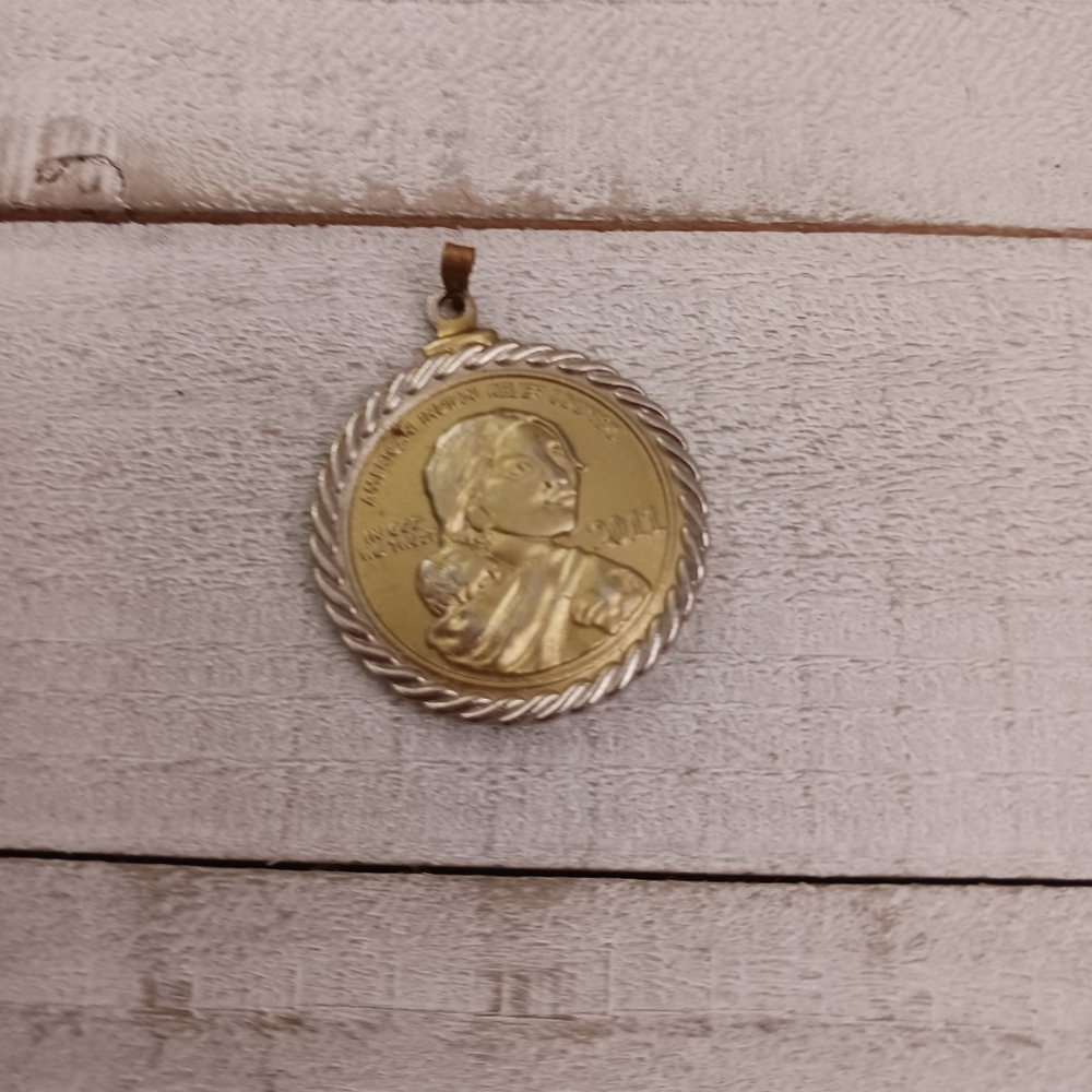 Goldtone & Silver Coin Pendant